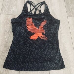 Harley-Davidson Womens Small Black Tank Strappy Eagle Graphic Lattice Back